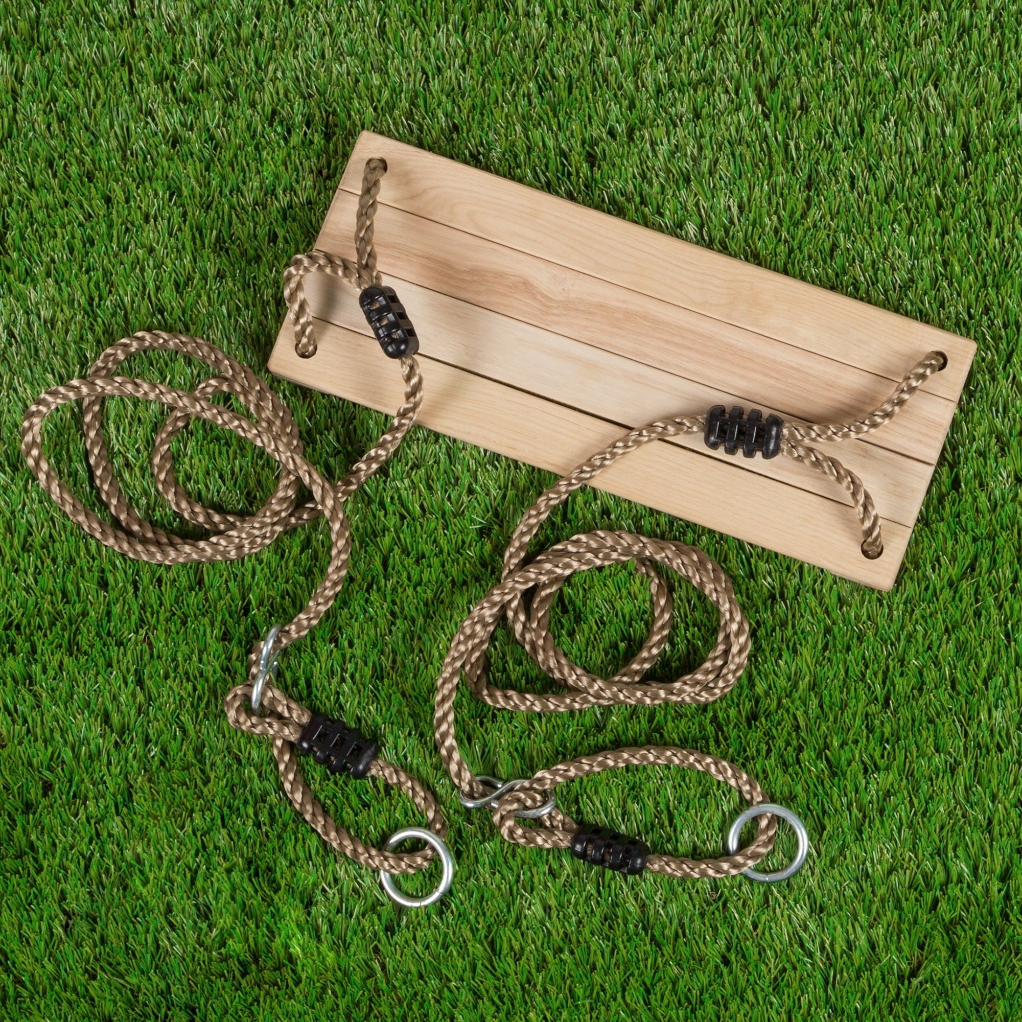 Wooden Swing, Outdoor Flat Bench Seat with Adjustable Nylon Hanging Rope for Kids Playset Frame or Tree, 100 lb Capacity Backyard Swinging Toy by Hey! Play!