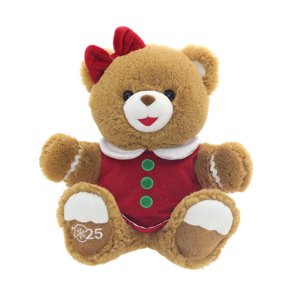 Gingerbread Girl 2025 Teddy Bear Christmas Plush, Brown, 15", by Holiday Time - USA MEGA SHOP