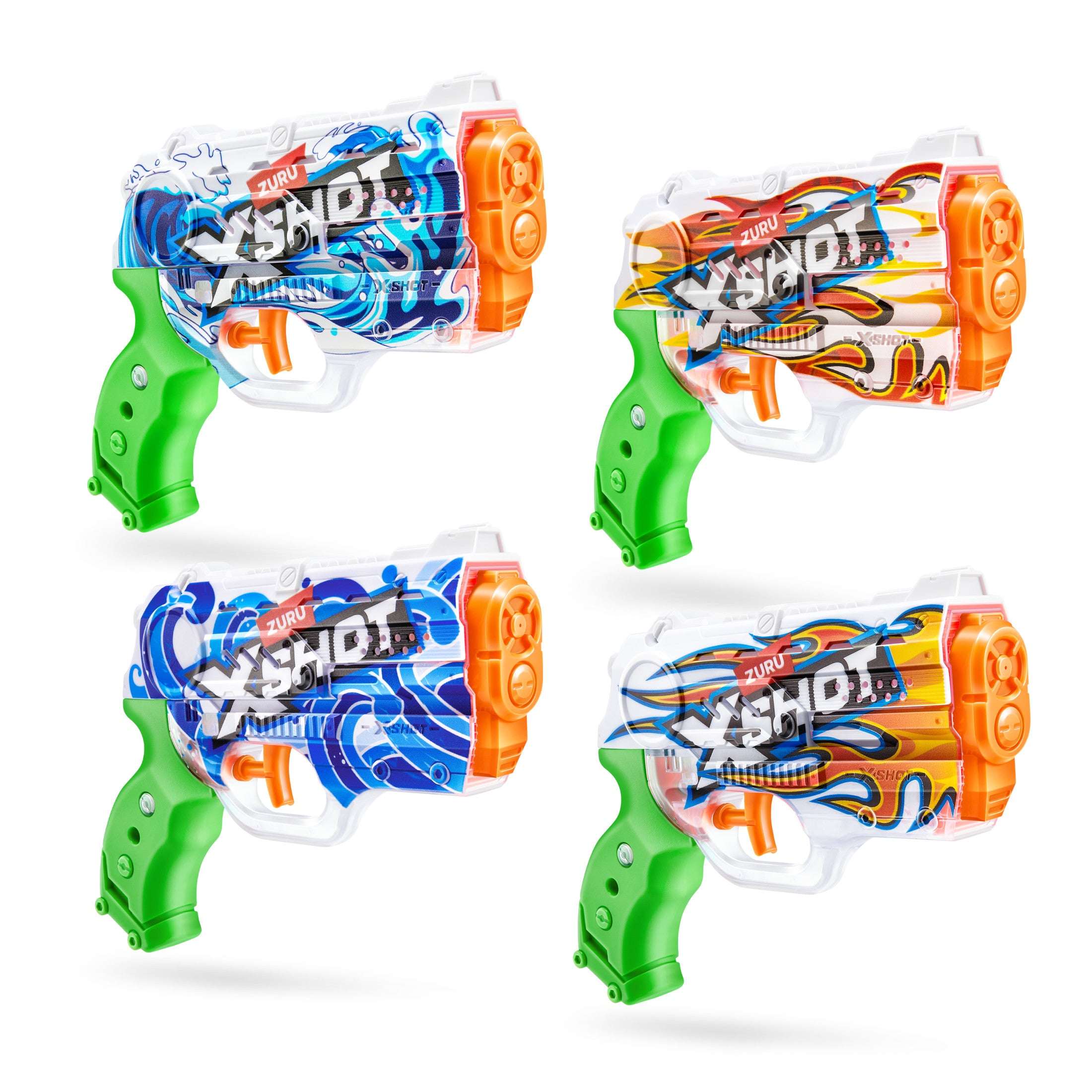 XSHOT Water Fast-Fill Skins Nano Water Blaster 4-pack by ZURU for Ages 5+