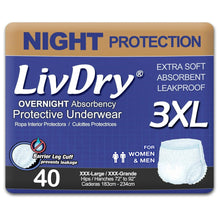 Overnight protective underwear package, size 3XL, 40-count pack