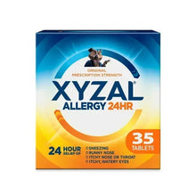 Xyzal Allergy 24HR tablet box, 35 tablets, original prescription strength