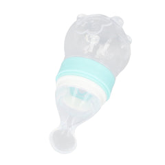 YAHHU Multifunction Baby Bottle Food Feeder, Detachable Infant Silicone Cereal Squeeze Feeder with Spoon, 8.27 inches / 21 cm
