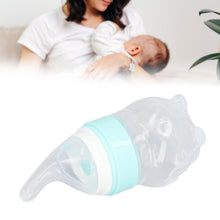 YAHHU translucent baby food feeder bottle with silicone squeeze spoon, mint band