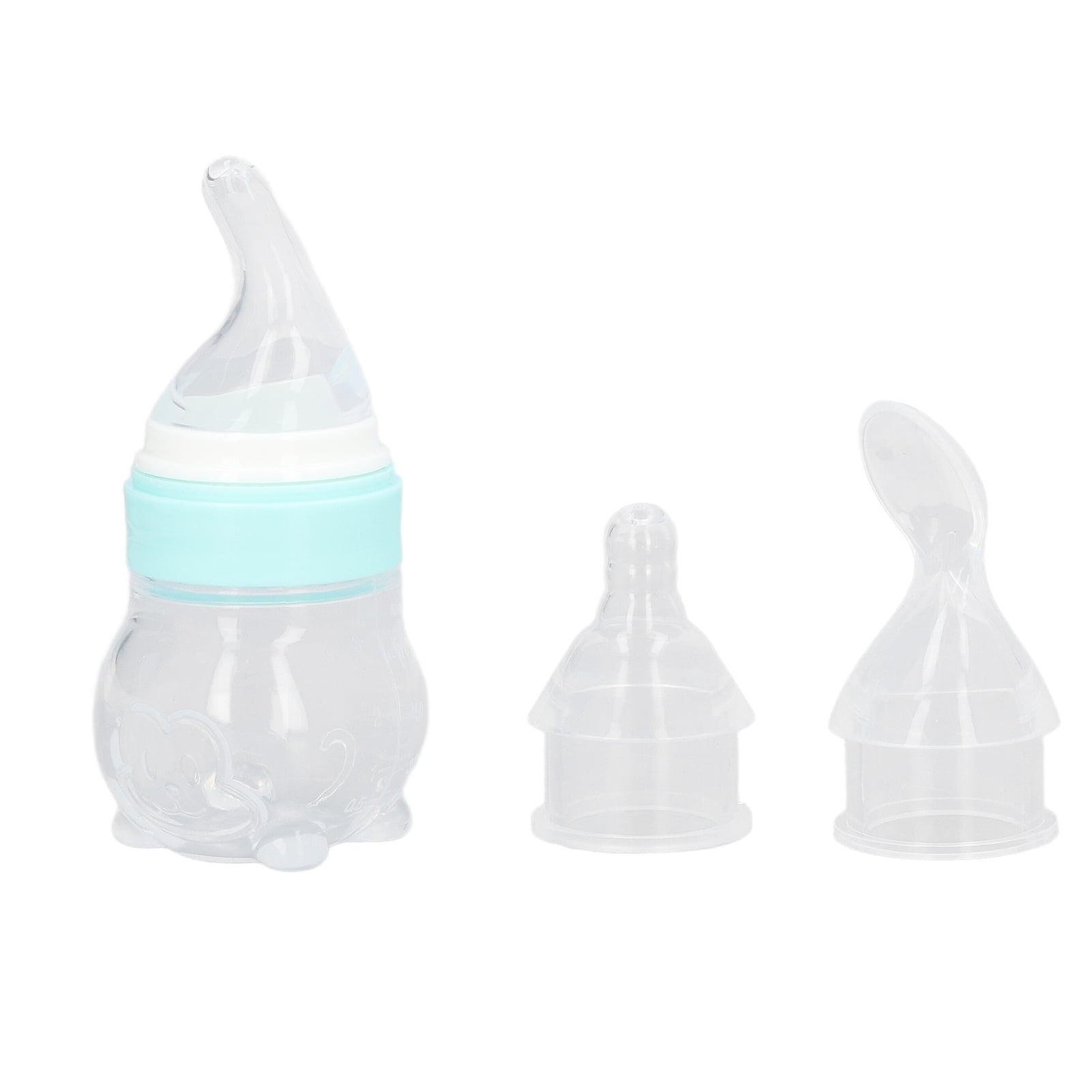 YAHHU Multifunction Baby Bottle Food Feeder, Detachable Infant Silicone Cereal Squeeze Feeder with Spoon, 8.27 inches / 21 cm