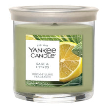 Yankee Candle Sage & Citrus light green tumbler candle in a clear glass jar