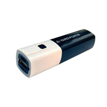 Lithium-ion battery pack with black and white housing and charging port