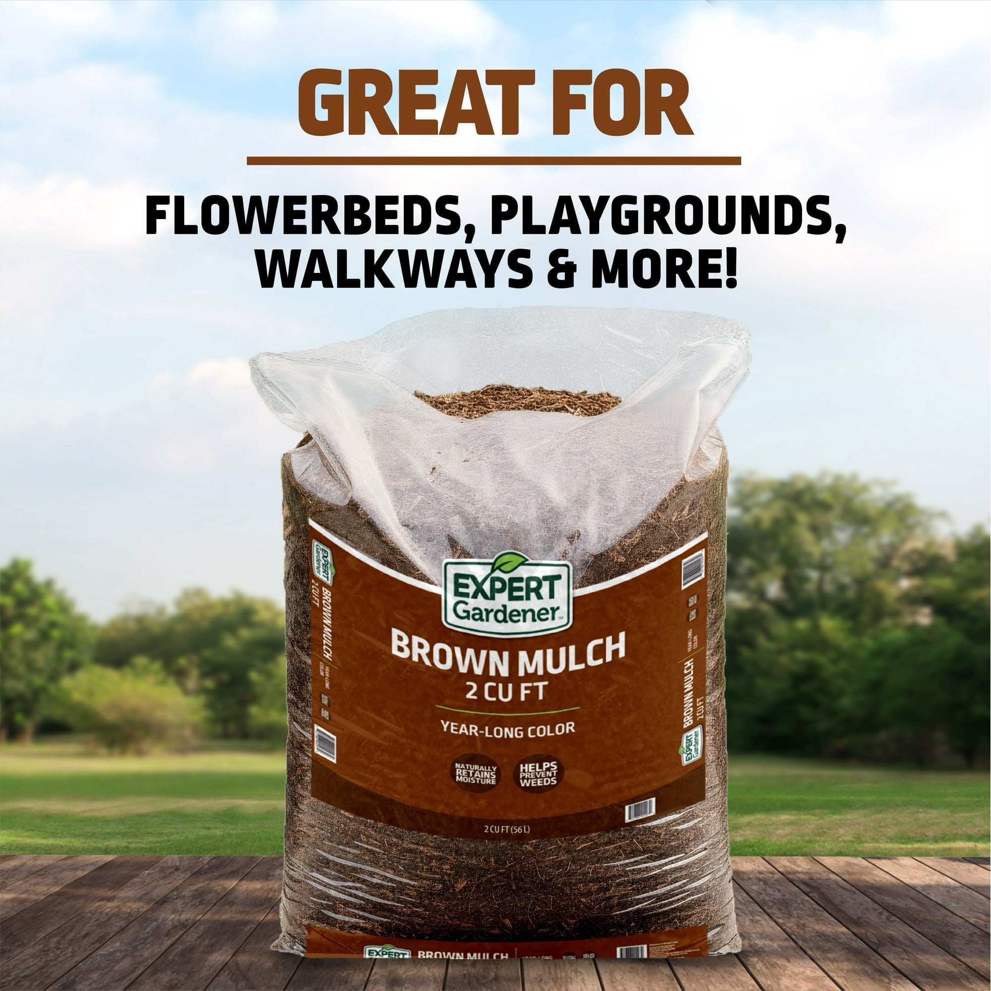 Expert Gardener Mulch, 2 cu. ft. – Year Long Color, Decorative Landscaping Mulch (Pack of 2)