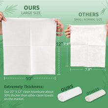 Large size disposable face towels shown with size comparison