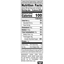 Nutrition Facts panel for dark chocolate peppermint patties, serving size 2 pieces