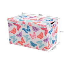 Kids toy storage trunk, white butterfly print, 24 in x 15 in x 17.5 in