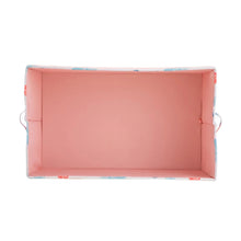 Kids collapsible storage trunk with butterfly patterned exterior and pink interior lining