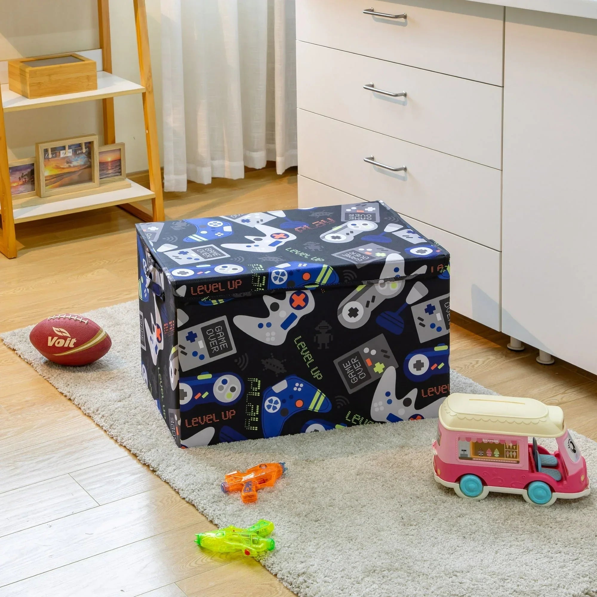 Your Zone Kids Pattern Collapsible Toy Storage Trunk, 24 in x 14.8 in x 15 in