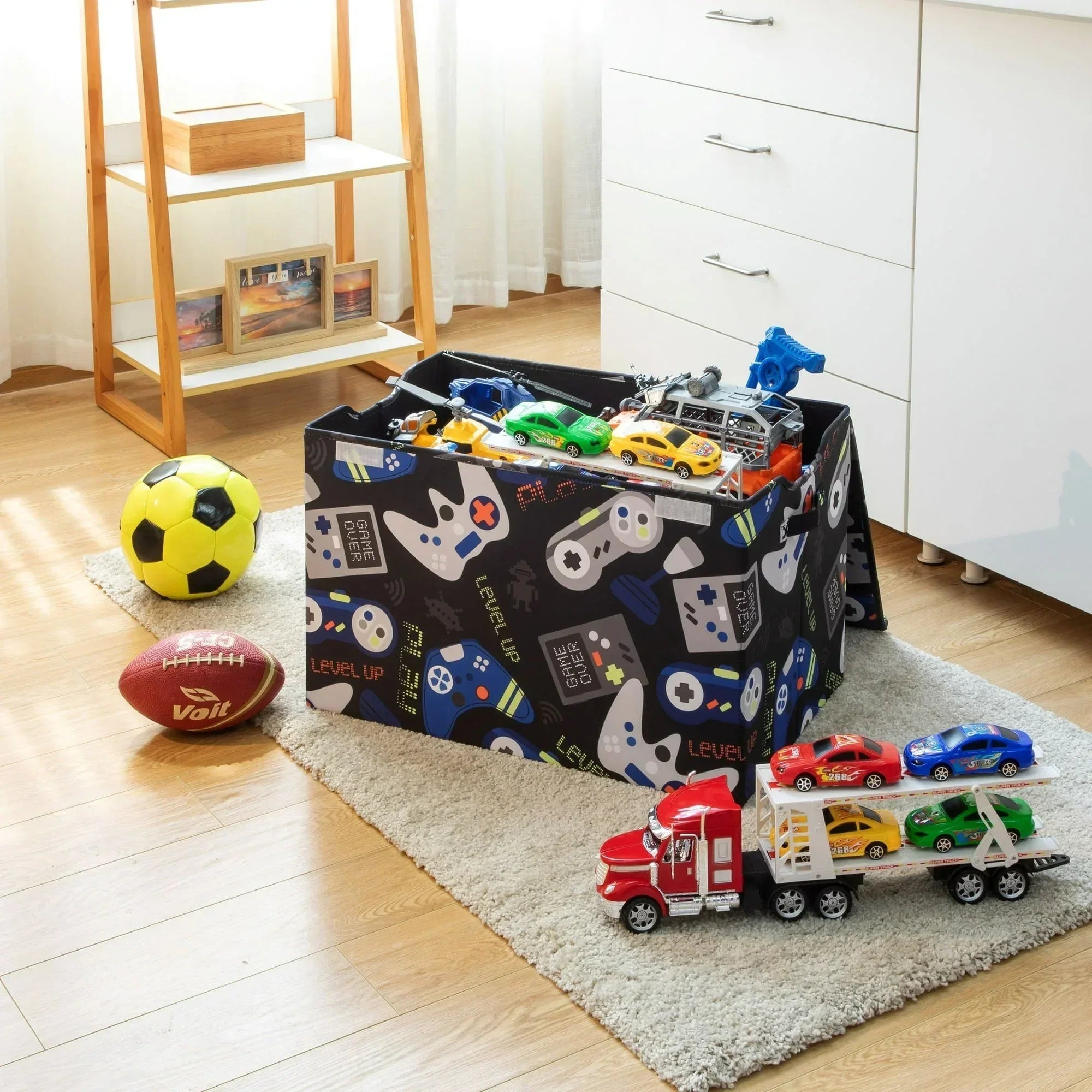 Your Zone Kids Pattern Collapsible Toy Storage Trunk, 24 in x 14.8 in x 15 in