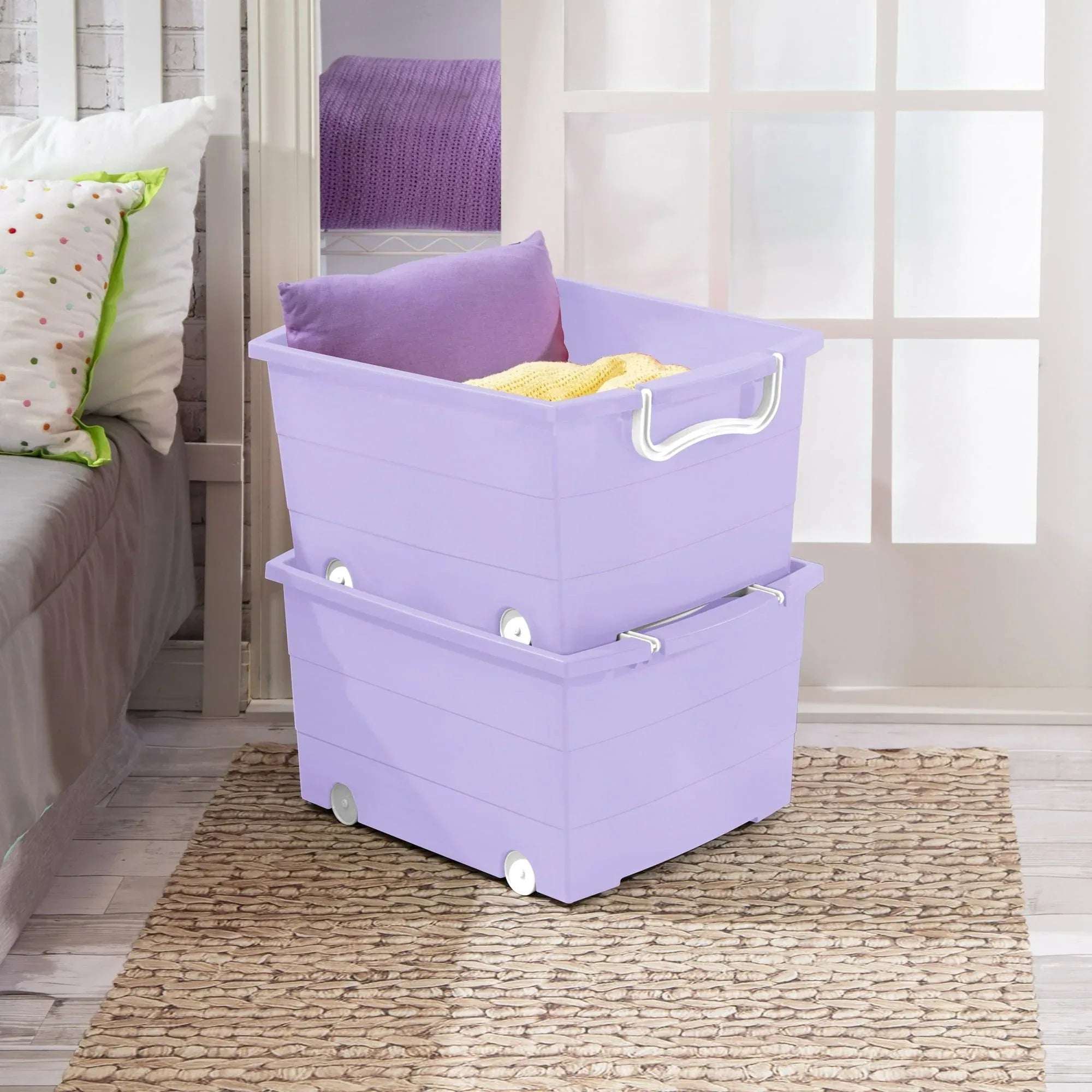 Your Zone Kids Rolling Toy Storage Bin with Handles, 22 in x 16 in x 11 in