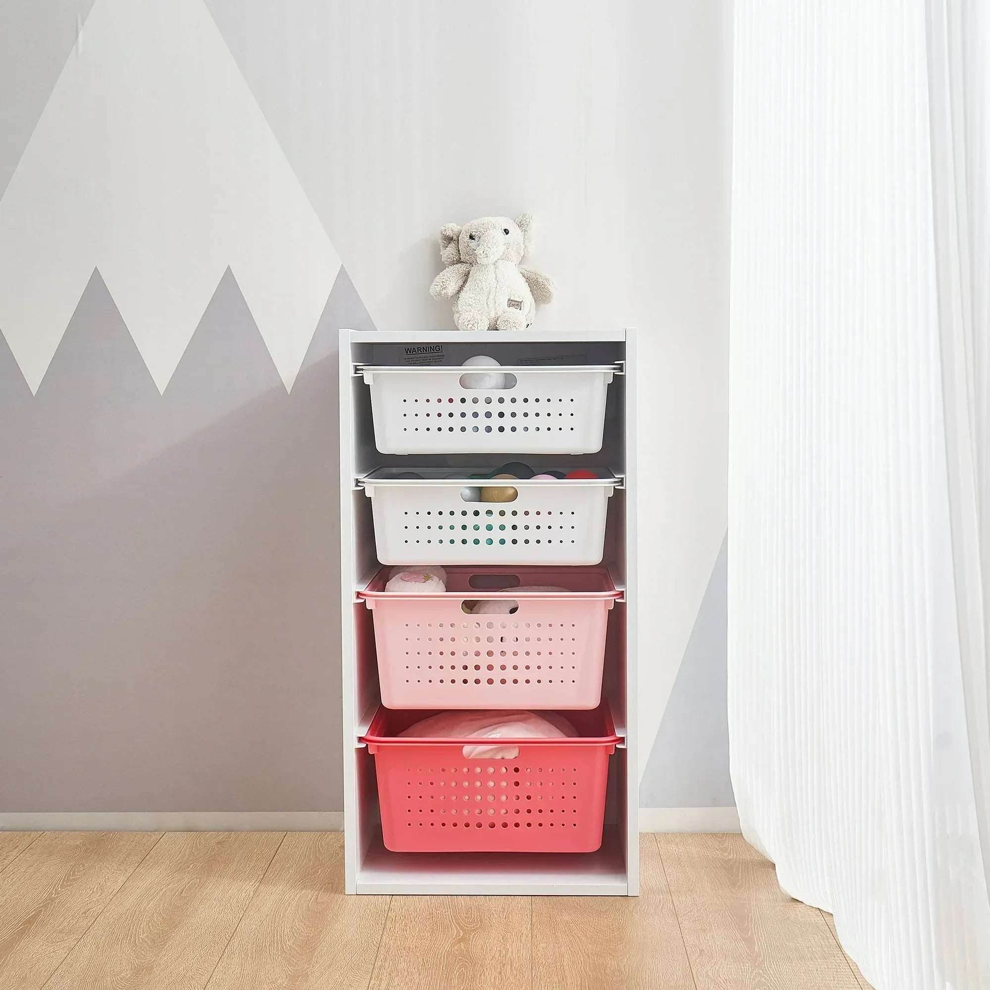 Your Zone Kids Sliding Bin Organizer with 4 Storage Bins
