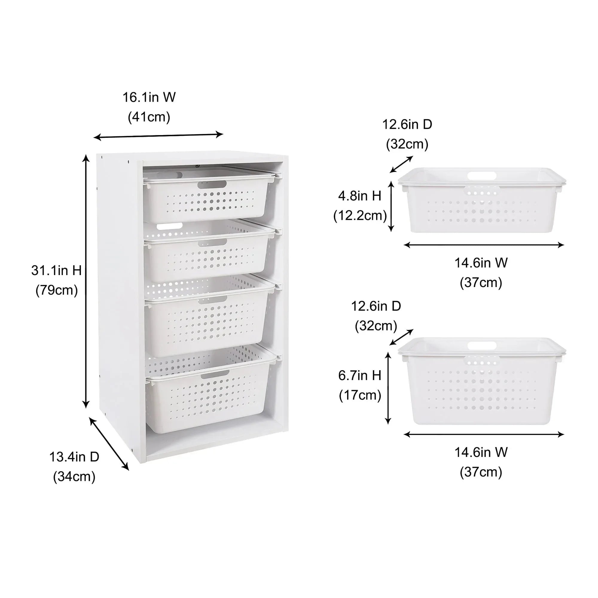 Your Zone Kids Sliding Bin Organizer with 4 Storage Bins