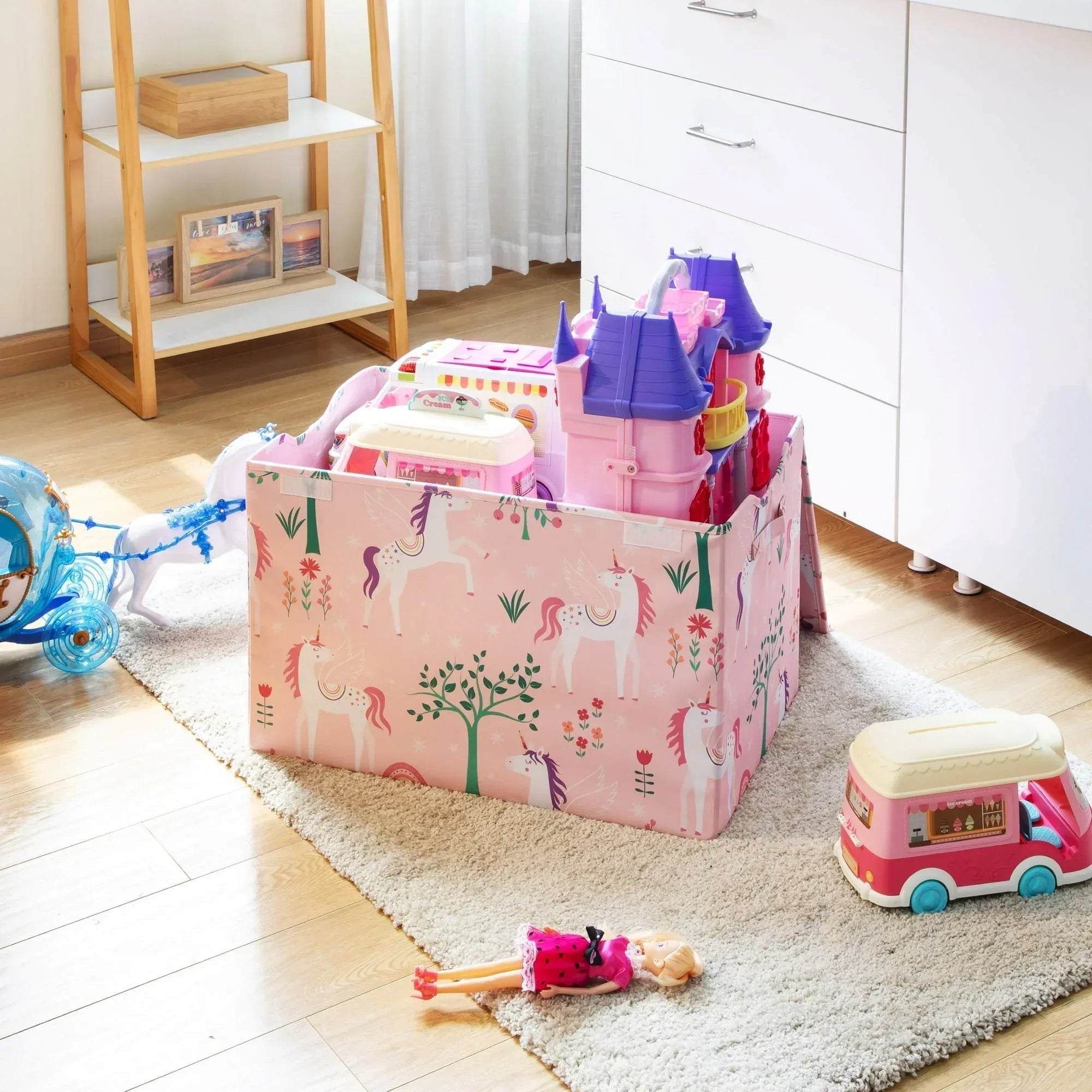 Your Zone Kids Pattern Collapsible Toy Storage Trunk, 24 in x 14.8 in x 15 in