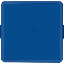 Blue plastic storage bin lid, square top with raised rim