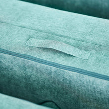 Teal-green fabric panel with visible stitched seam and concealed flap on convertible fort