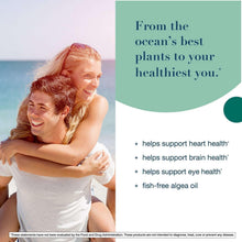 Ocean-themed wellness brochure featuring a family and omega-3 health support bullet points