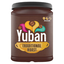 Yuban Traditional Roast medium roast coffee jar, brown with gold logo