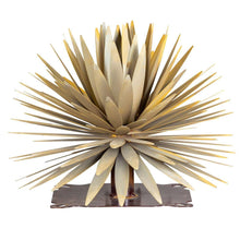 Yucca metal garden sculpture with tall spines, circular base plate