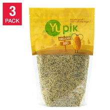 Yupik organic hulled hemp hearts 3-pack pouch with green/yellow branding