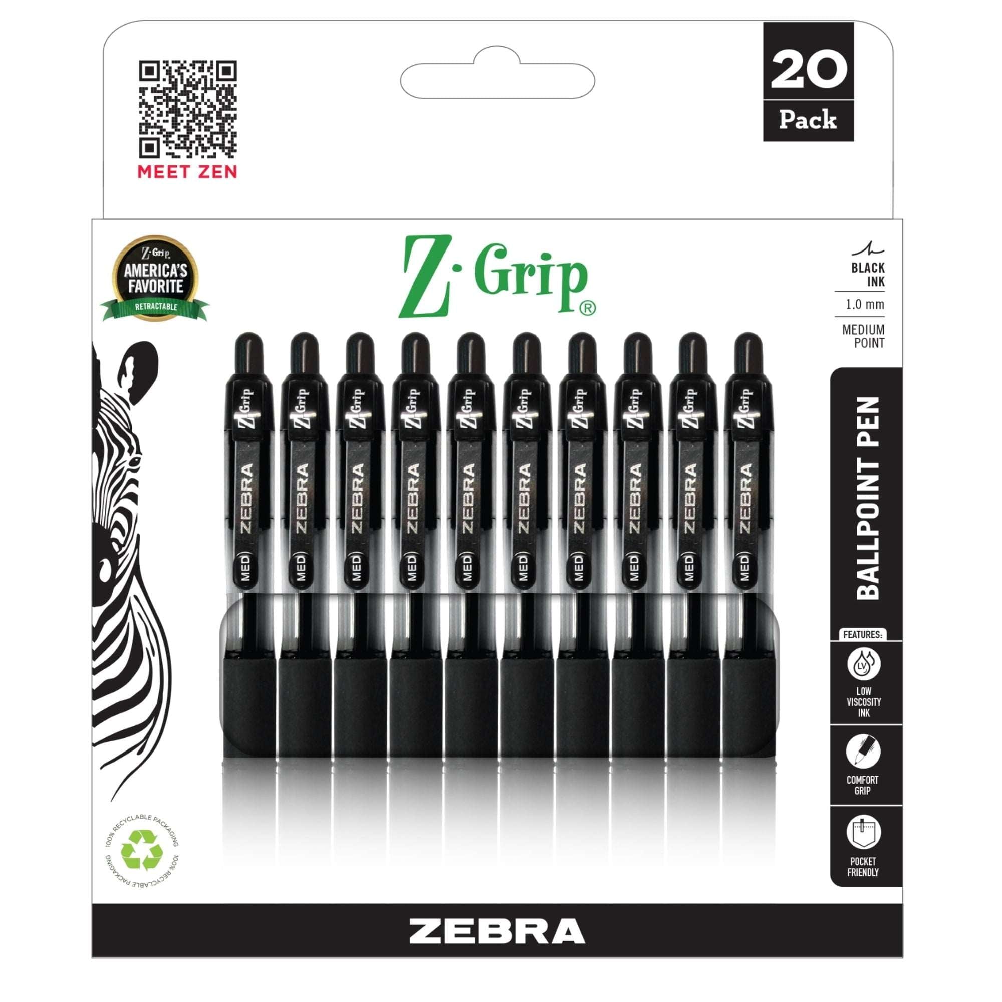 Z-Grip Retractable Ballpoint 1.0mm Black Ink