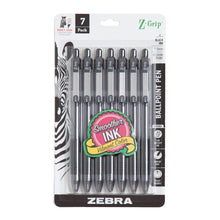 Retractable ballpoint pen set, black ink, 1.0mm tip, 7-pack in Z-Grip packaging