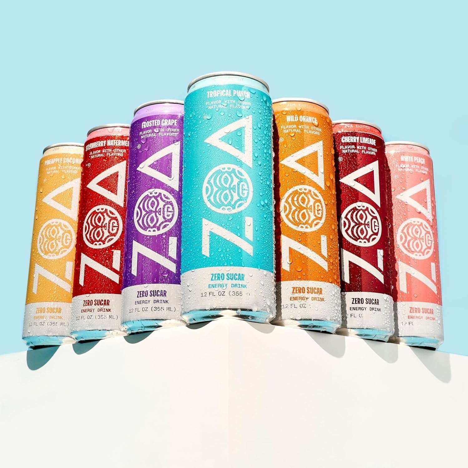 ZOA Bebidas Energéticas Cero Azúcar con Electrolitos, Vitamina C, Aminoácidos, Vitaminas B, Elaboradas con Cafeína de Té Verde, Paquete Variado Sin Azúcar - Cuatro Sabores, Latas de 355 ml (Paquete de 12)