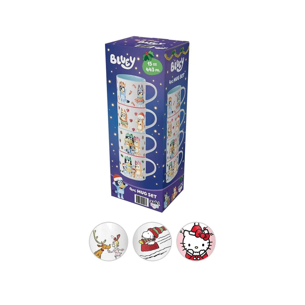 Zak Designs 15oz 4pk Ceramic Holiday Mugs in Gift Box - USA MEGA SHOP