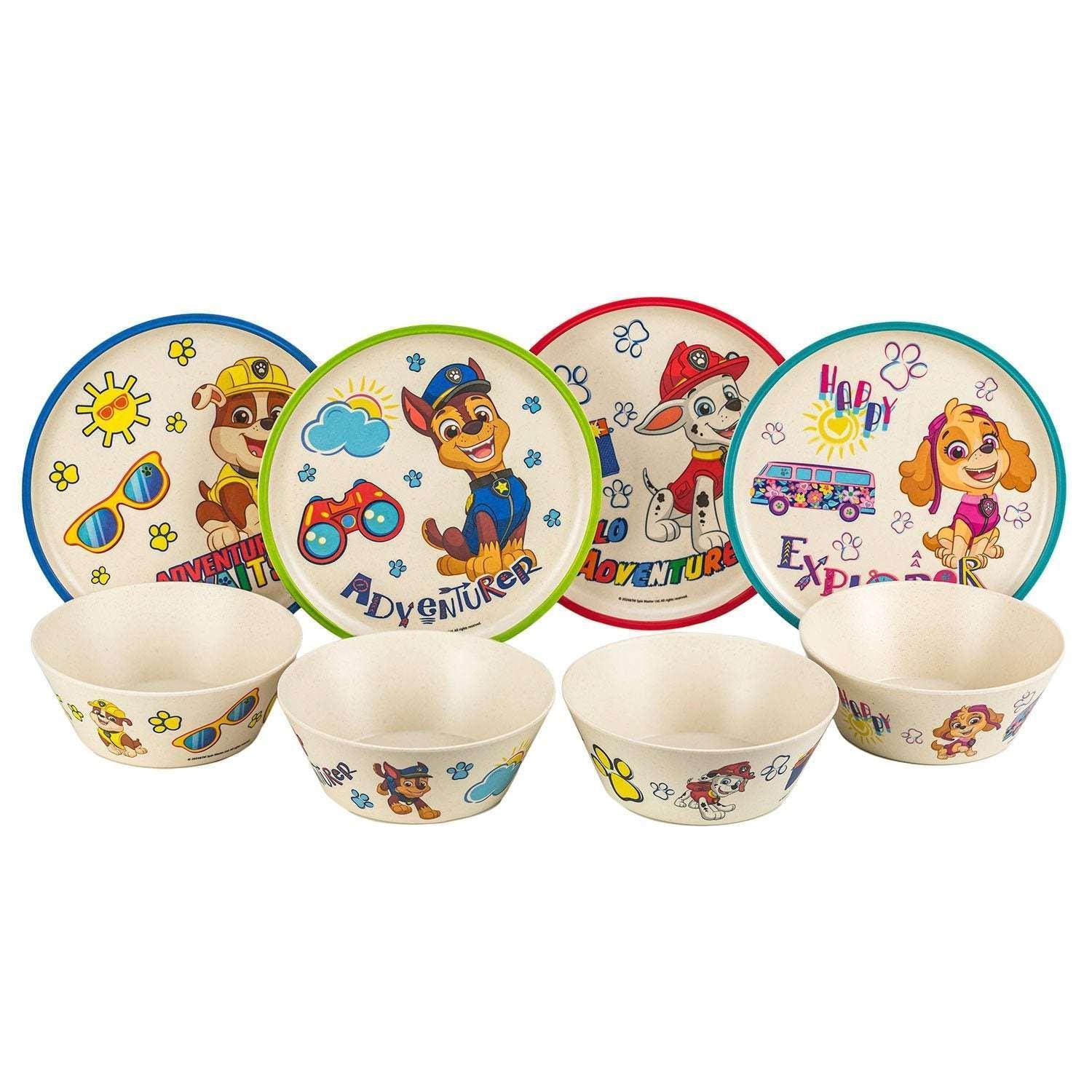 Zak Designs 8-Piece Bamboo Melamine Kids Dinnerware Set, Choose Character
