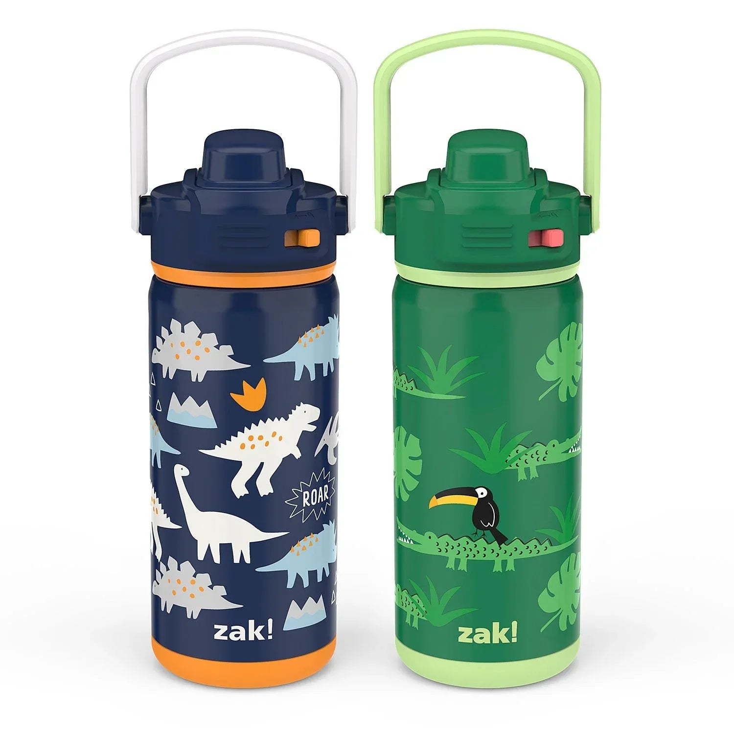 Zak Designs 14-oz. Stainless Steel Double Wall Beacon Straw Bottle for Kids, 2-Piece Set (Choose Color) - USA MEGA SHOP