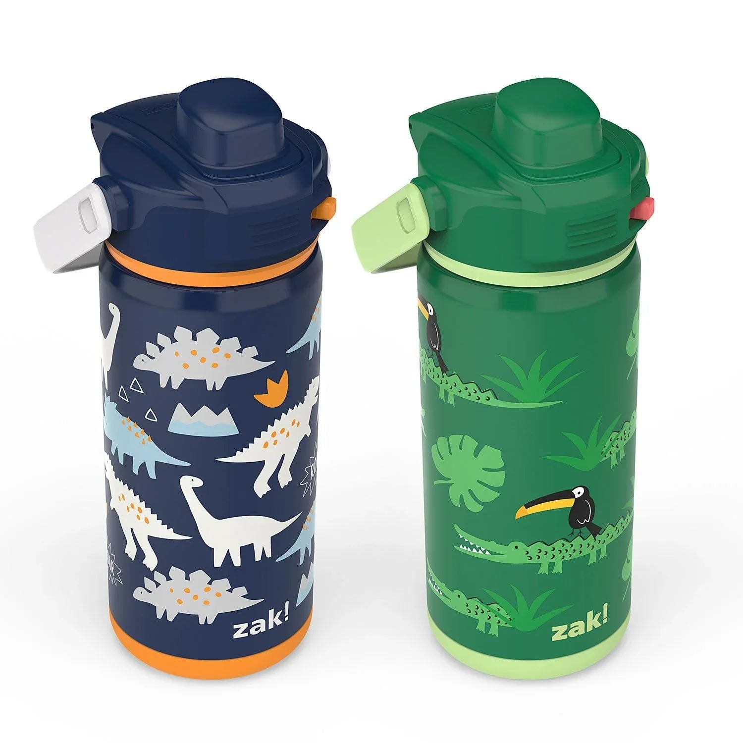 Zak Designs 14-oz. Stainless Steel Double Wall Beacon Straw Bottle for Kids, 2-Piece Set (Choose Color) - USA MEGA SHOP