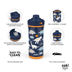 Zak Designs 14-oz. Stainless Steel Double Wall Beacon Straw Bottle for Kids, 2-Piece Set (Choose Color) - USA MEGA SHOP