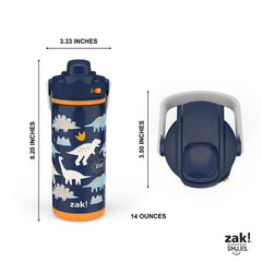 Zak Designs 14-oz. Stainless Steel Double Wall Beacon Straw Bottle for Kids, 2-Piece Set (Choose Color) - USA MEGA SHOP