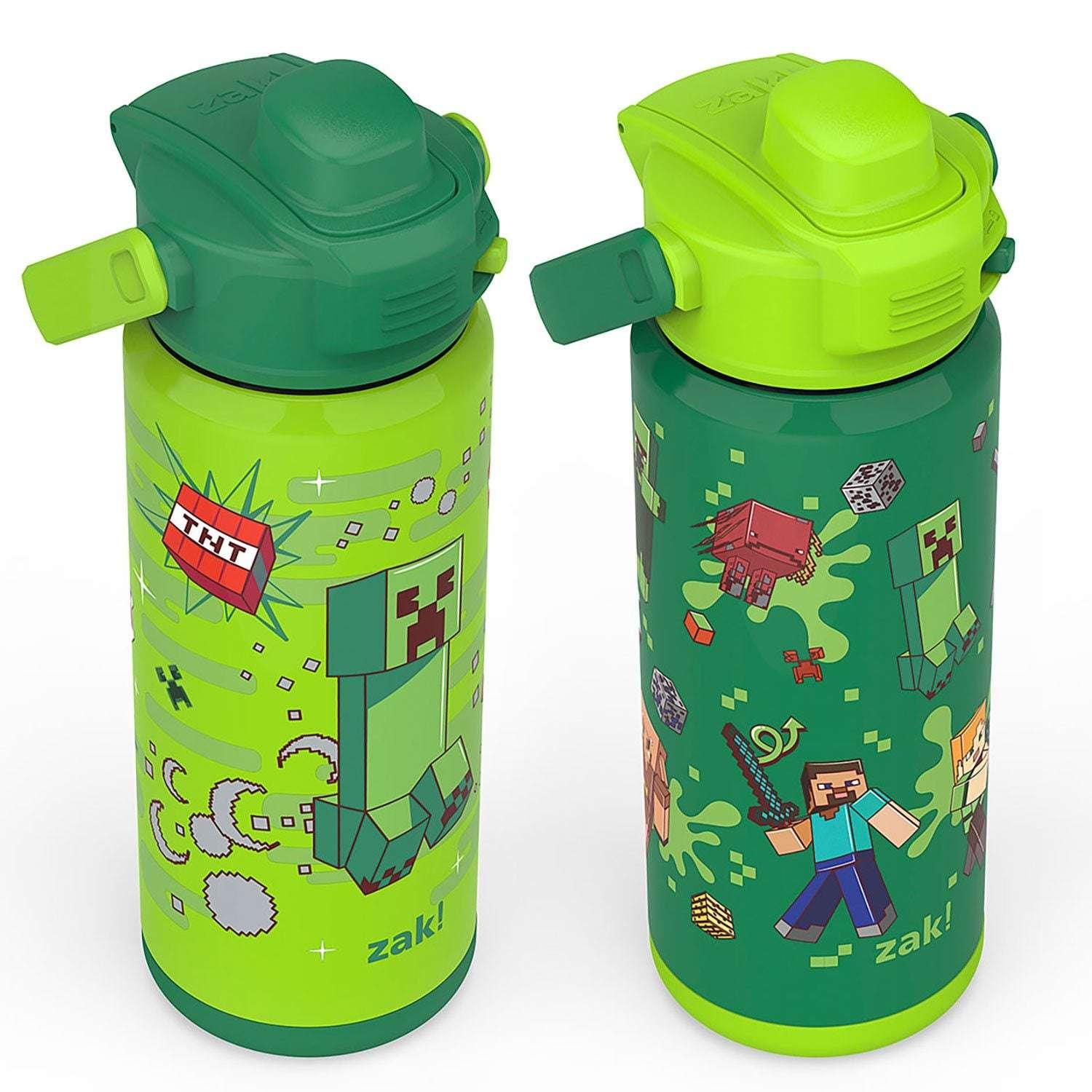 Zak Designs 20-oz. Stainless Steel Double Wall Beacon Straw Bottle for Kids, 2 pack, Choose Character - USA MEGA SHOP