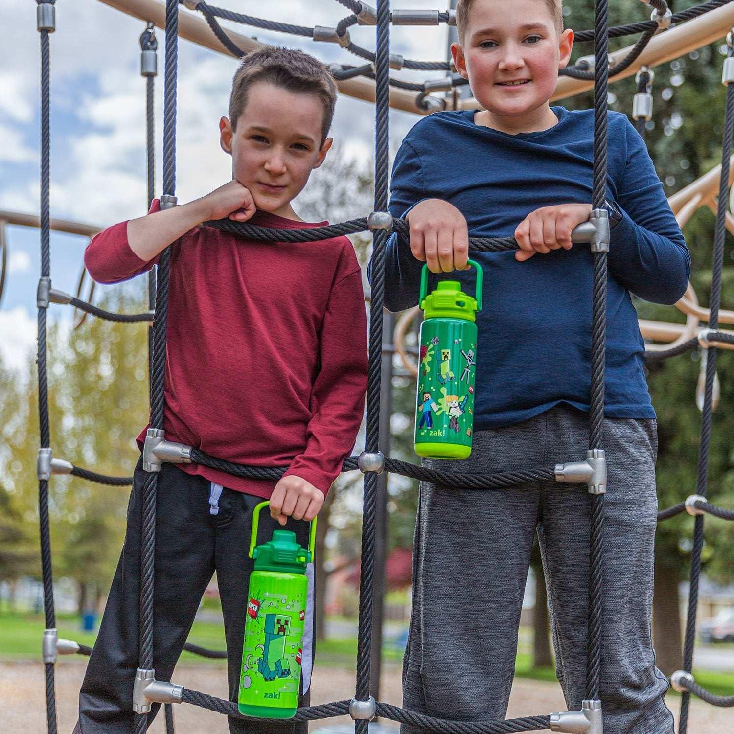 Zak Designs 20-oz. Stainless Steel Double Wall Beacon Straw Bottle for Kids, 2 pack, Choose Character - USA MEGA SHOP