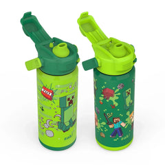 Zak Designs 20-oz. Stainless Steel Double Wall Beacon Straw Bottle for Kids, 2 pack, Choose Character - USA MEGA SHOP