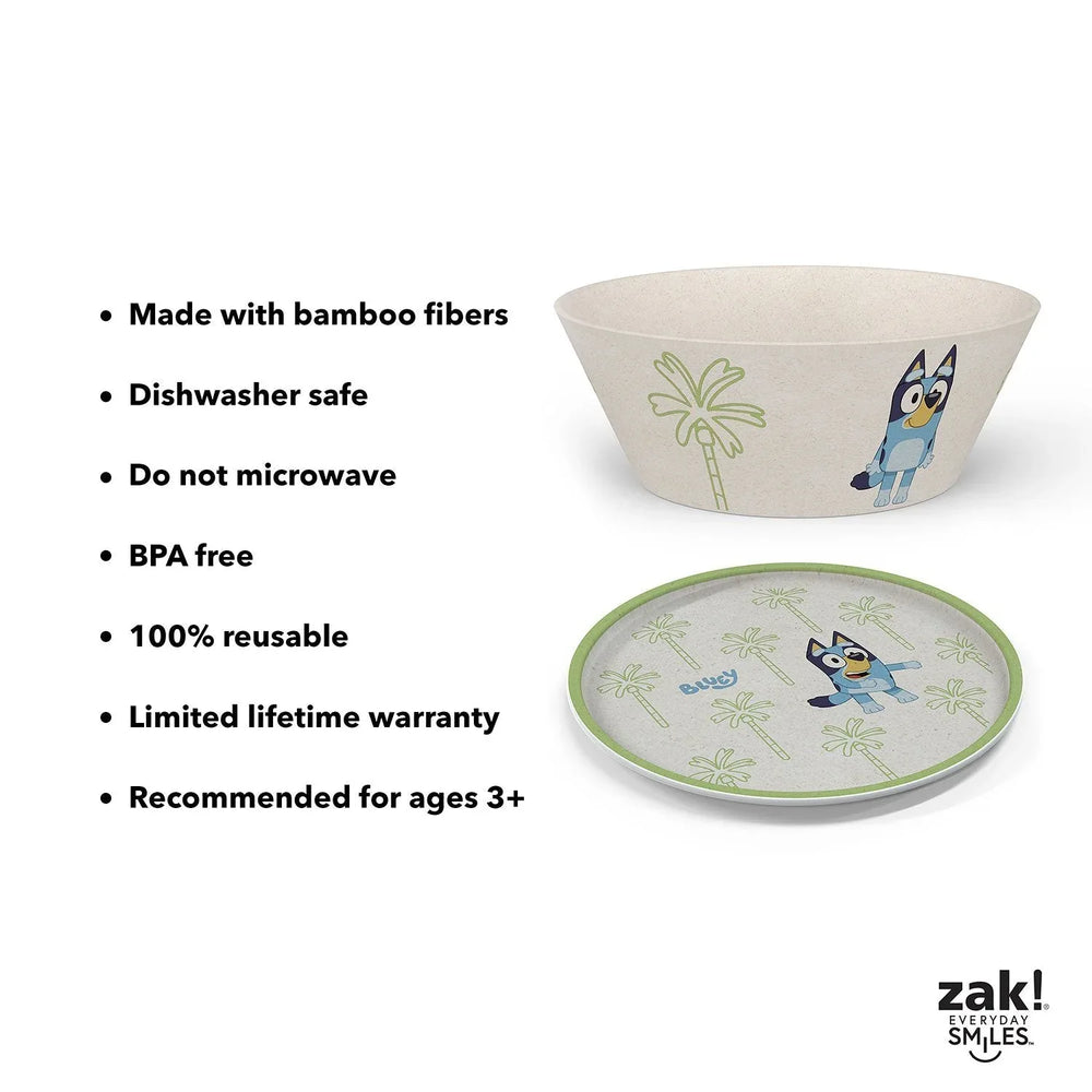 Zak Designs 8-Piece Bamboo Melamine Kids Dinnerware Set, Choose Character - USA MEGA SHOP
