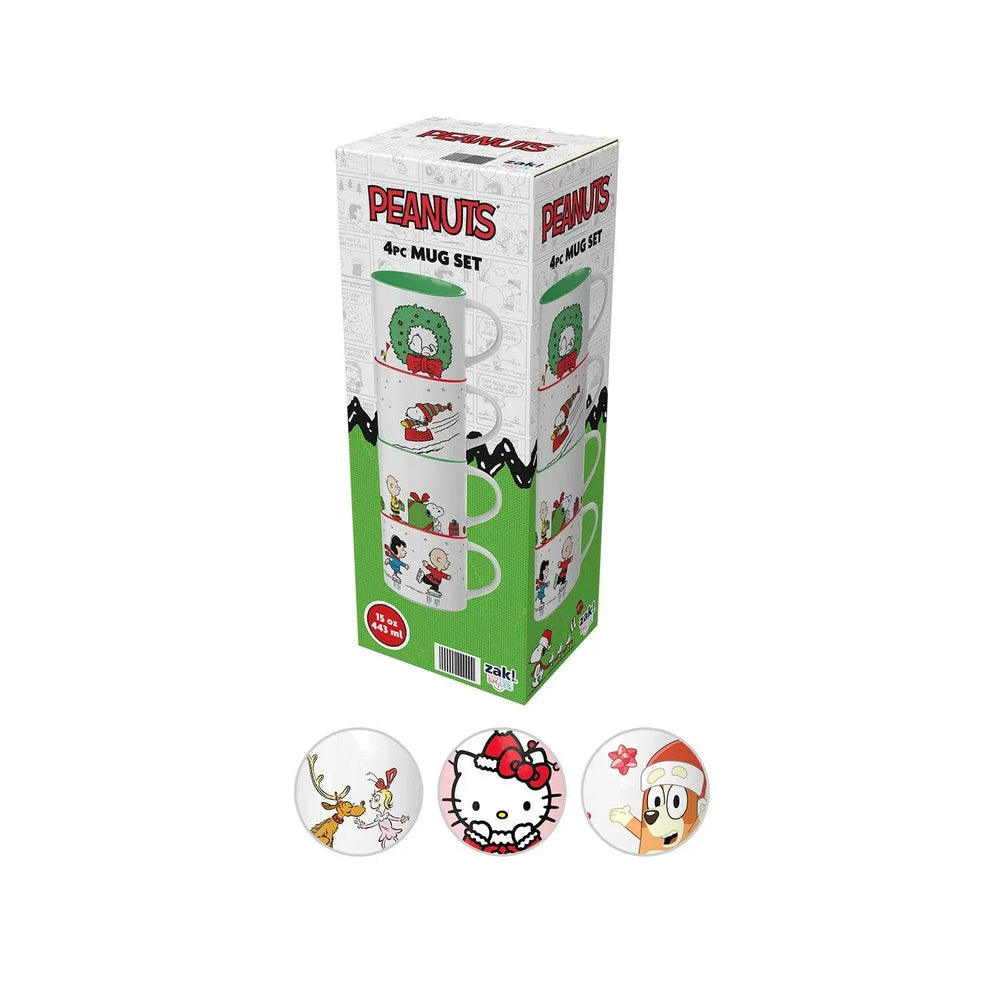 Zak Designs 15oz 4pk Ceramic Holiday Mugs in Gift Box - USA MEGA SHOP