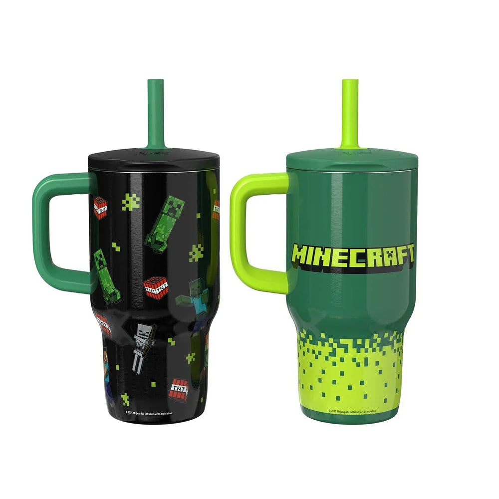 Zak Designs 16-oz Stainless Steel Double-Wall Tumbler for Kids with Straw, 2-Piece Set - USA MEGA SHOP