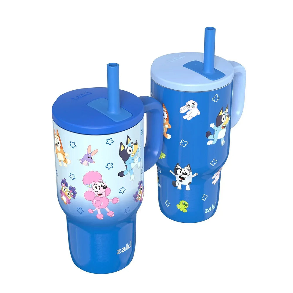 Zak Designs 16-oz Stainless Steel Double-Wall Tumbler for Kids with Straw, 2-Piece Set - USA MEGA SHOP
