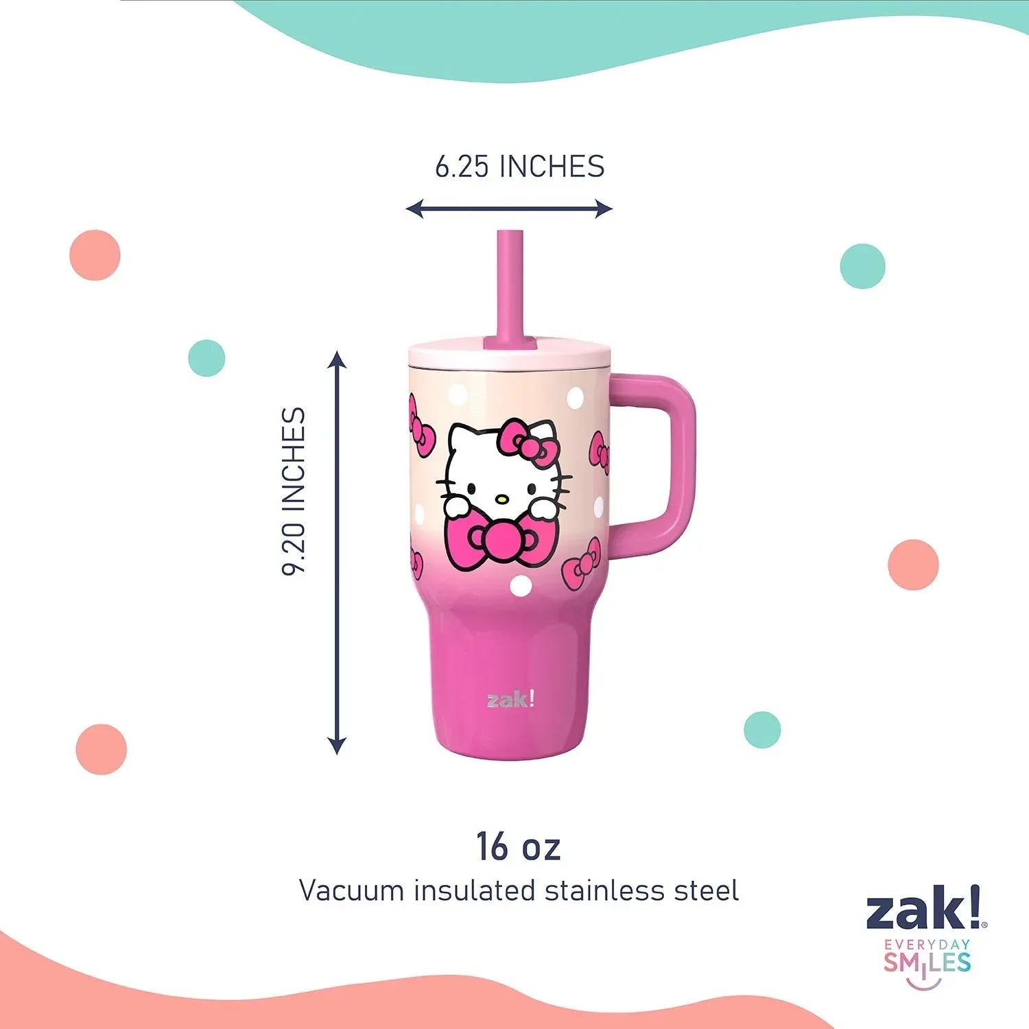 Zak Designs 16-oz Stainless Steel Double-Wall Tumbler for Kids with Straw, 2-Piece Set - USA MEGA SHOP