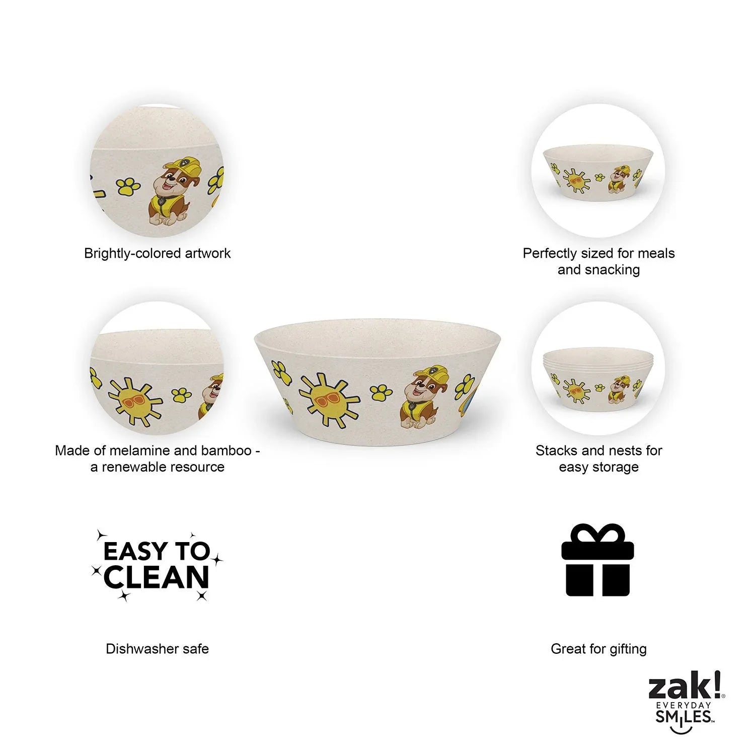 Zak Designs 8-Piece Bamboo Melamine Kids Dinnerware Set, Choose Character - USA MEGA SHOP