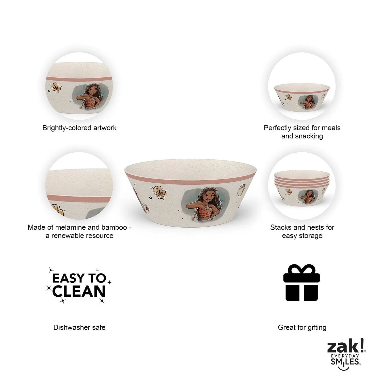 Zak Designs 8-Piece Bamboo Melamine Kids Dinnerware Set, Choose Character - USA MEGA SHOP