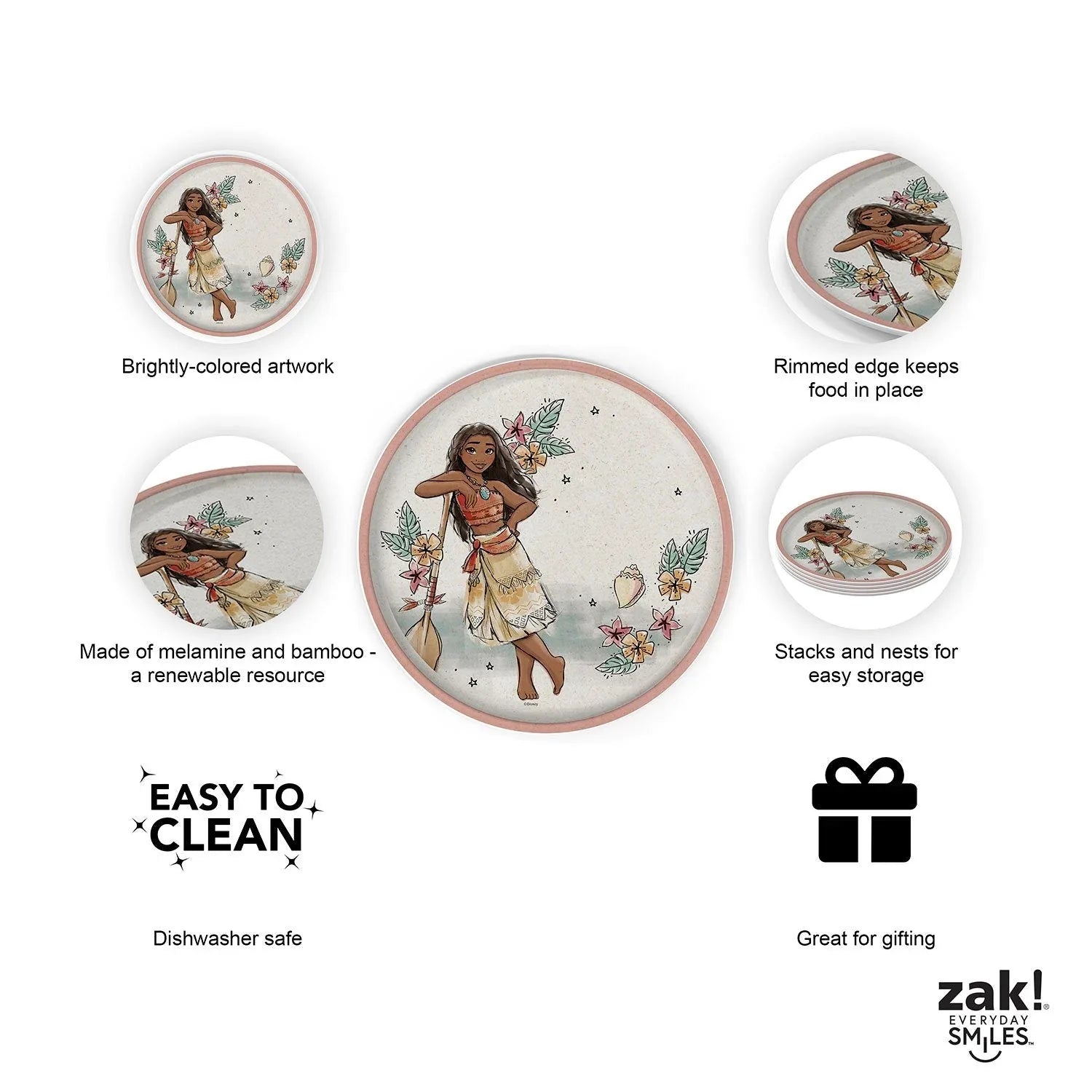 Zak Designs 8-Piece Bamboo Melamine Kids Dinnerware Set, Choose Character - USA MEGA SHOP