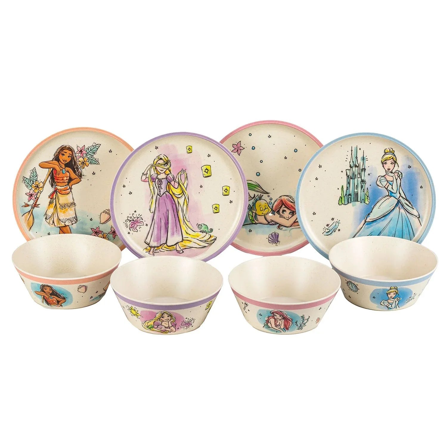 Zak Designs 8-Piece Bamboo Melamine Kids Dinnerware Set, Choose Character - USA MEGA SHOP