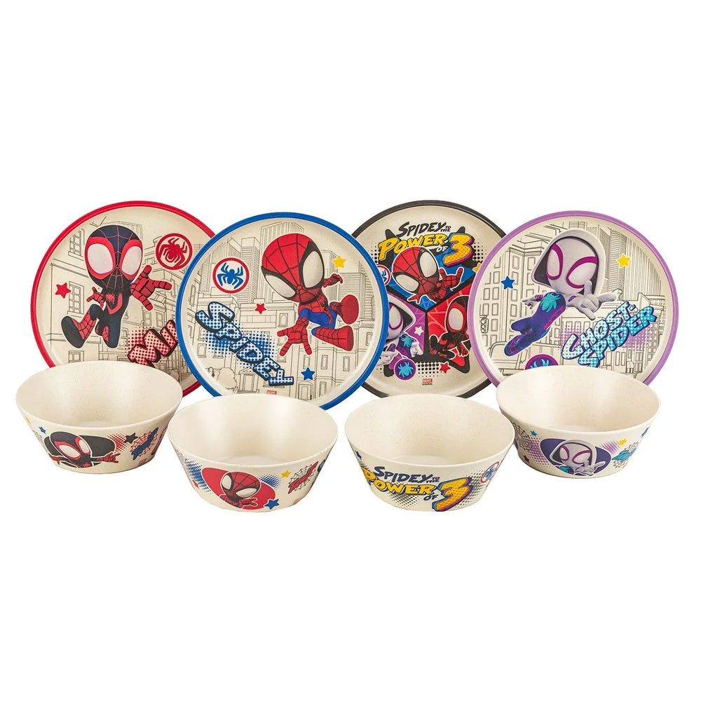 Zak Designs 8-Piece Bamboo Melamine Kids Dinnerware Set, Choose Character - USA MEGA SHOP