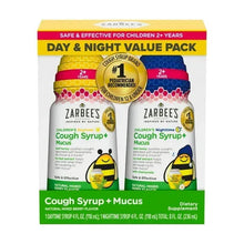 Children's cough syrup and mucus day-night value pack with two bottles in a box